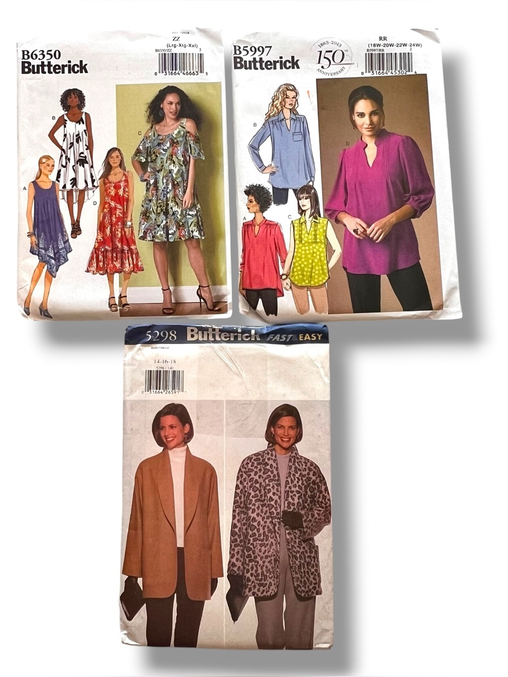 VTG Butterick Pattern Lot of 3 Clothing Womens 90s Y2K Sundress Tops Jackets D-2